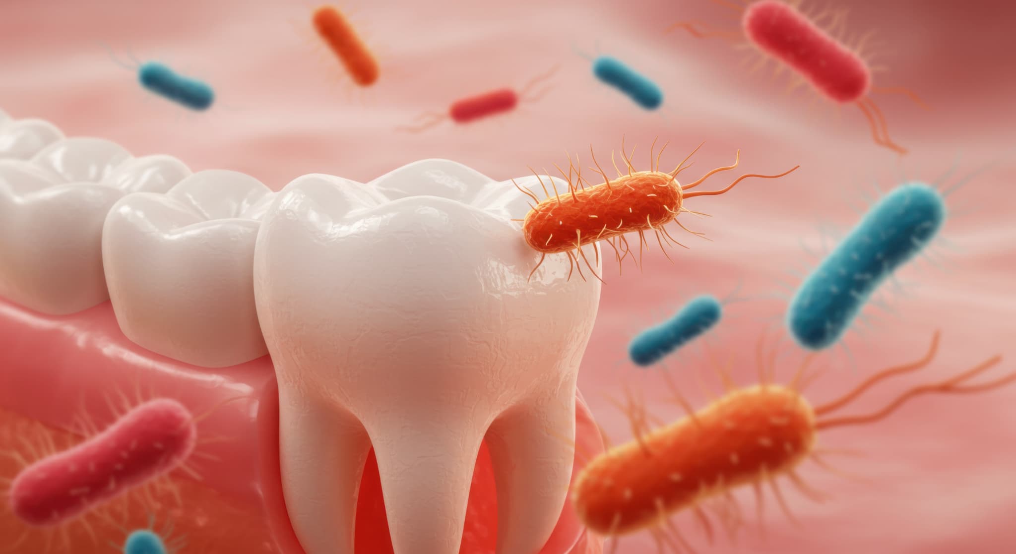 虫歯の原因となるミュータンス菌のイメージ