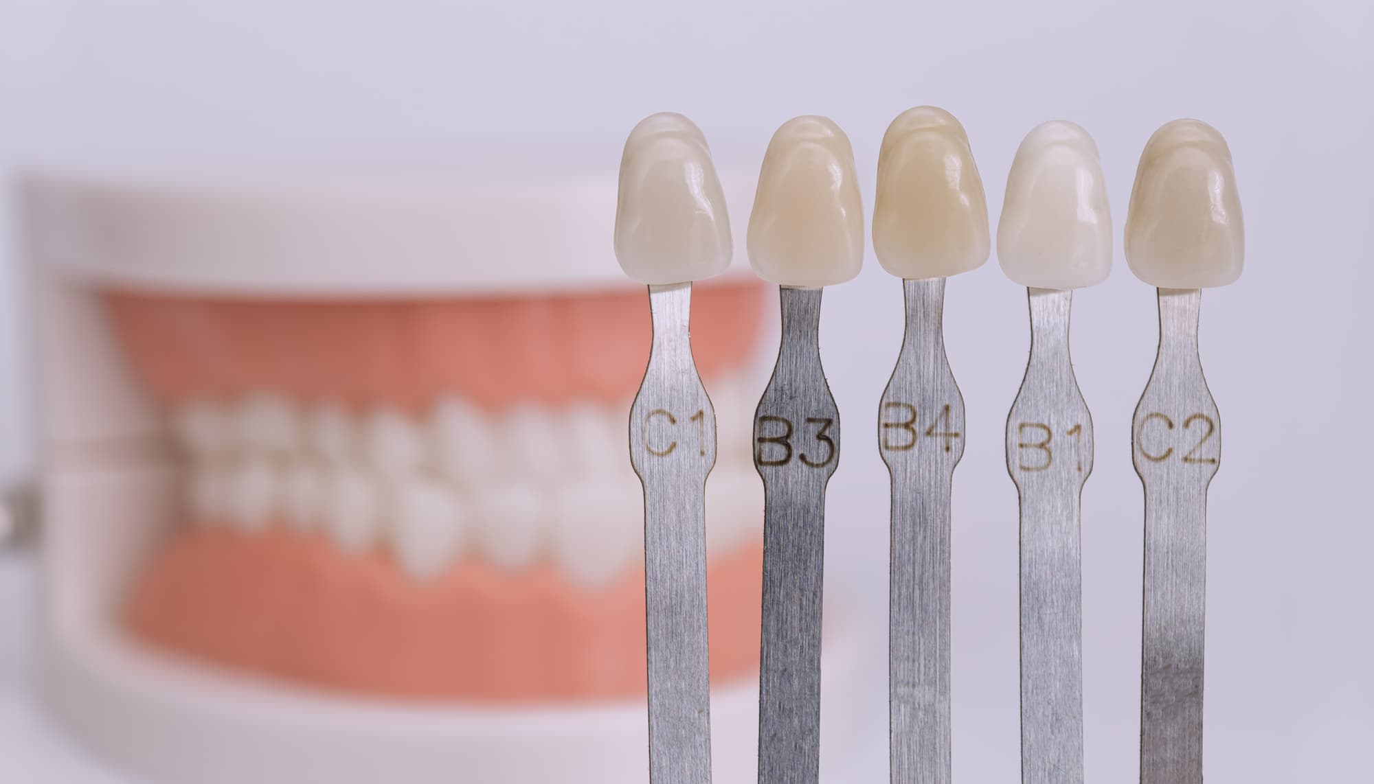 歯の色を選ぶ様子