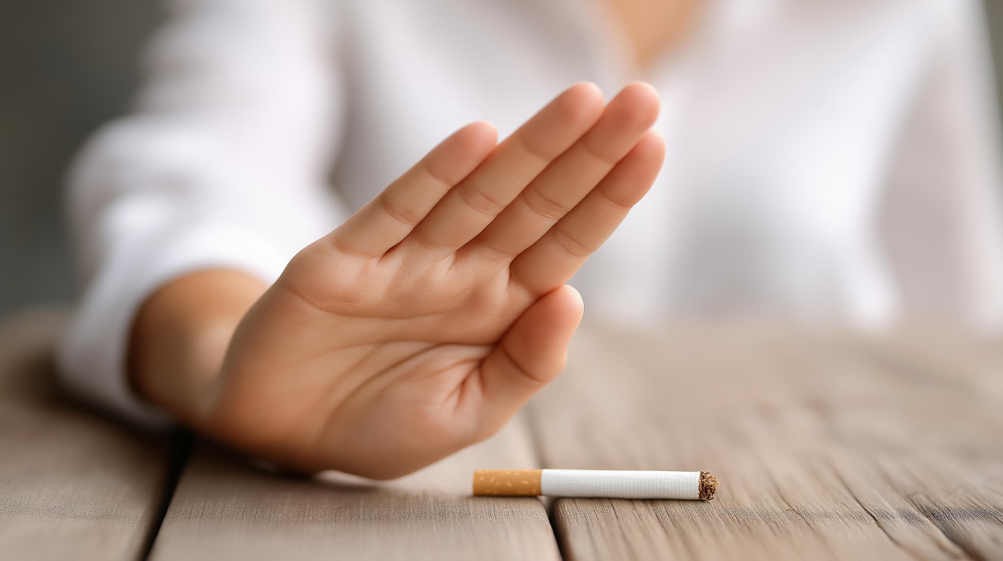 タバコを断る女性