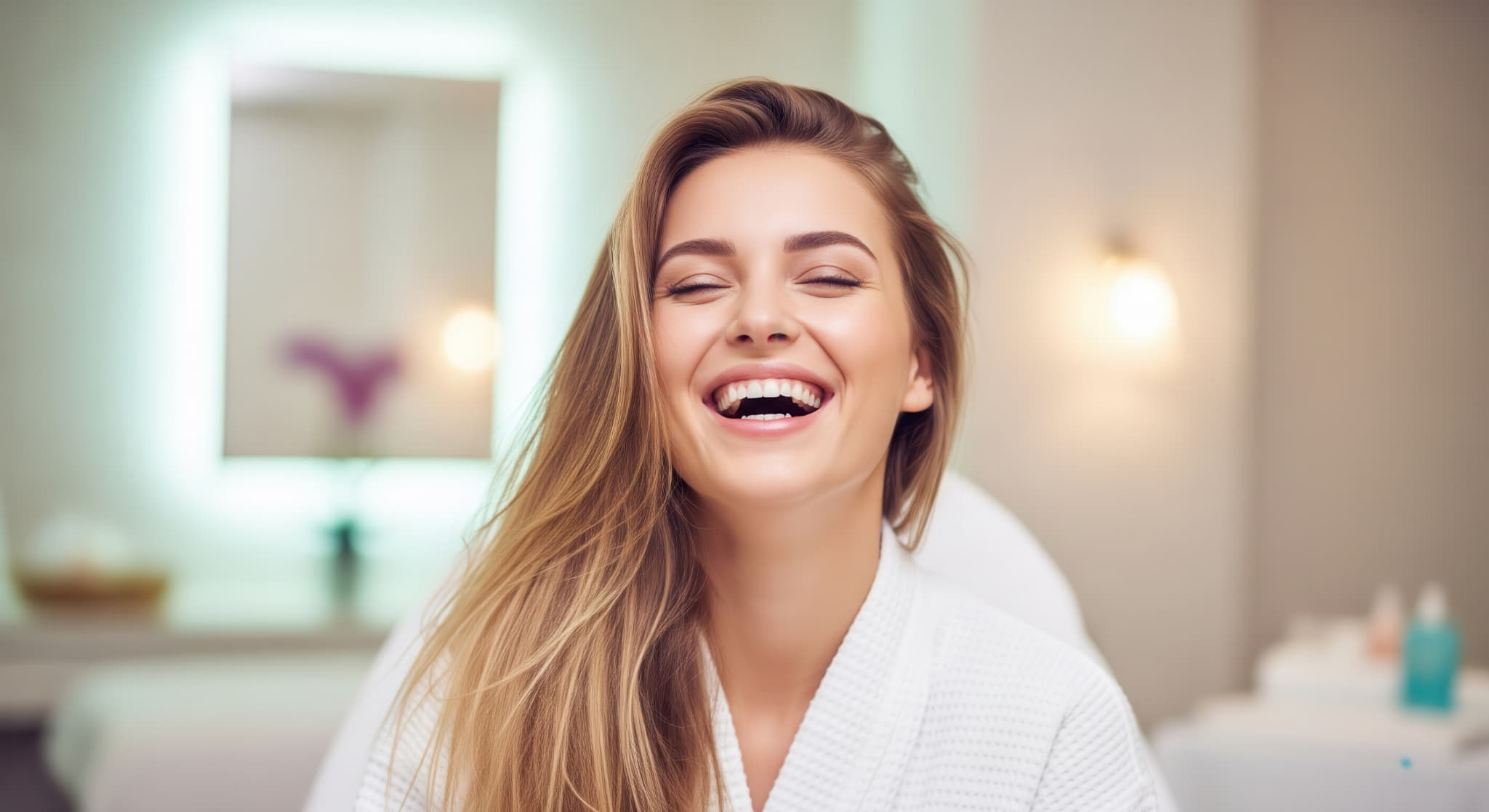 ホームホワイトニングで綺麗な歯を保つ女性